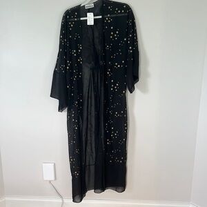 Meet Me in Miami Kimono. Fabulous! One size Fits Most. Gold &Black NWT